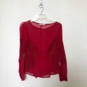 Red L/S Embroidered Shirt